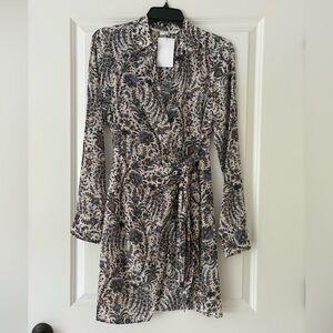 Veronica Beard Black and White Long Sleeve Wrap Dress